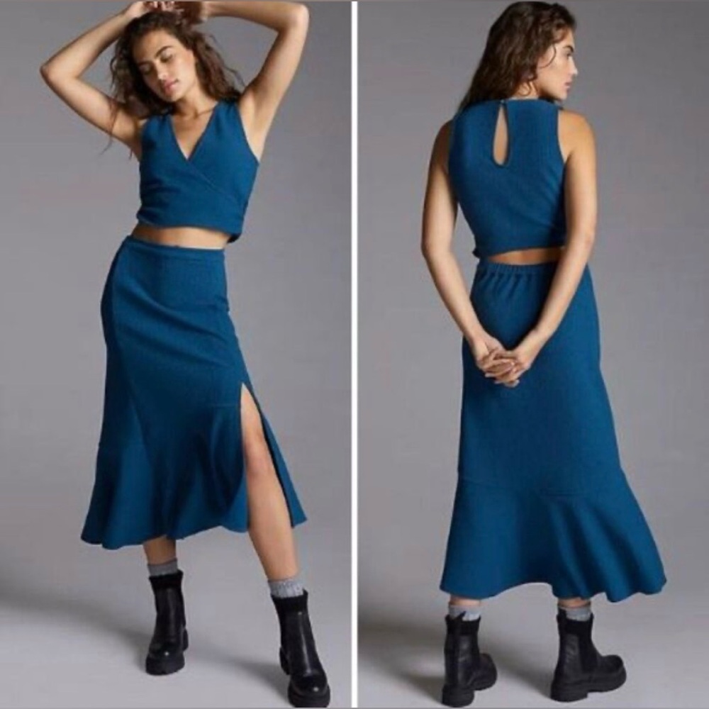 Anthropologie Teal Two-Piece Set